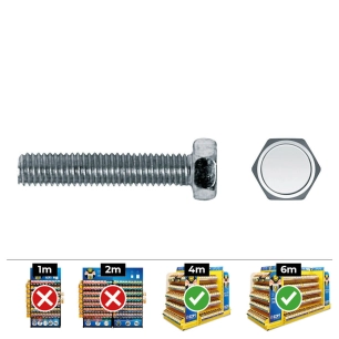 Vis Metrique Hexa. Din 933 6x50 Zinc Plat. Boîte 250 Uni. Celo