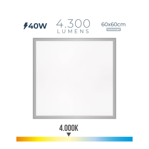 Panneau Led 40w 4300lm Ra80 60x60cm 4000k Lumière Du Jour Edm