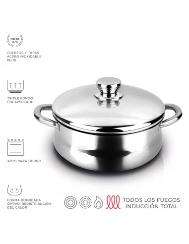 Cocotte Silverinox Inox + Couvercle Inox 18/10 Fagor Ø20x9cm