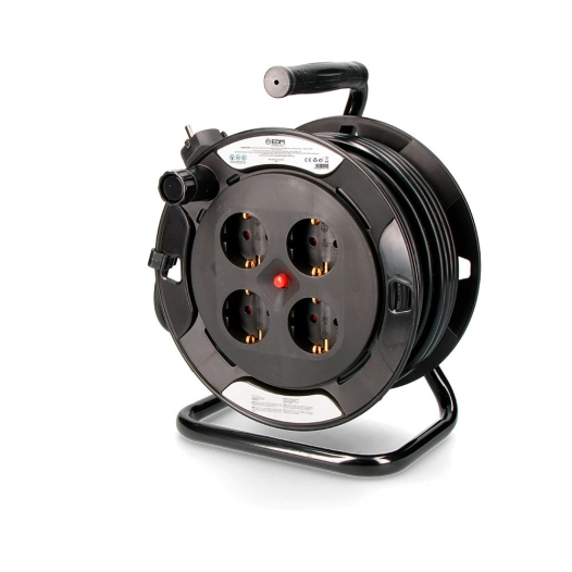 Enrouleur De Câble Professionnel 15m 3x1,5mm 4 Prises T/Tl Avec Protection Thérmique Edm