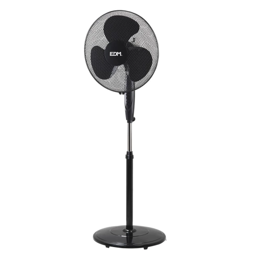 Ventilateur De Pied Noir Avec Base Circulaire Puissance: 45w Helices: Ø40cm Hauteur Reglable 110-130cm Edm