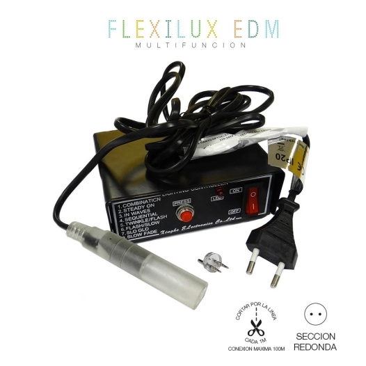 Programmeur Tube Flexilux 2 Voies 100m (IP44 Intérieur - Extérieur) Edm
