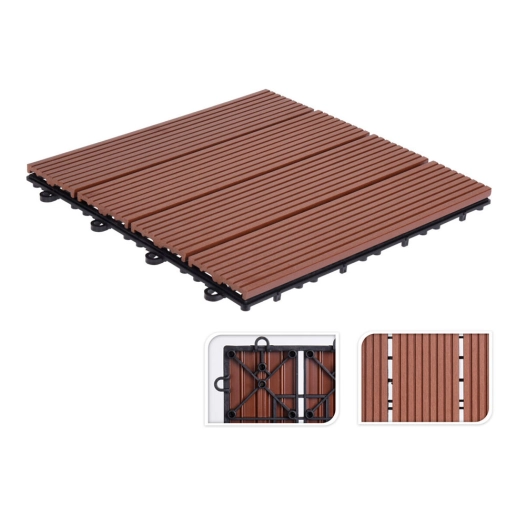 Kit 6 Dalles Pvc 30x30cm Pour Terrasse