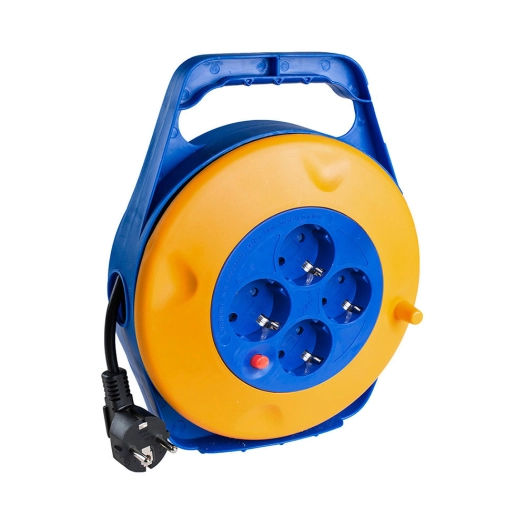 Enrouleur De Cable 10m 3x1,5mm Avec 4 Prises Bipolaire Et T/Tl Solera. 7422/3