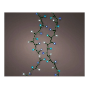 Guirlande Led Compact Clignotant Couleurs Blanc, Bleu Et Turquoise 750l Cable Vert 21m