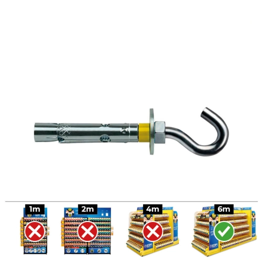 Crochet Dynabolt Din Dg 10x 60 Zinc Plat. Boîte 50 Uni. Celo