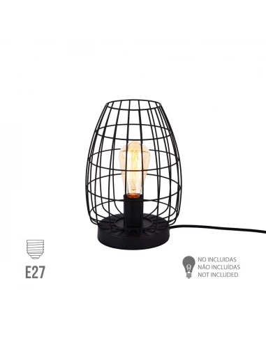 Lampe De Table Métallique E27 60w Couleur Noire Ø20x27,5cm Edm