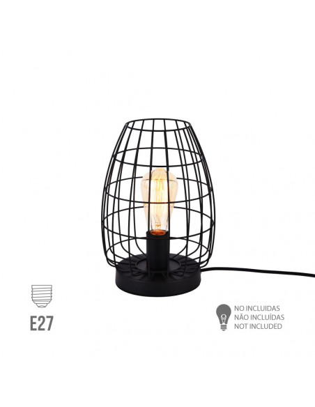 Lampe de Table Métallique Noire EDM Design Industriel, Éclairage Ambiant - EDM
