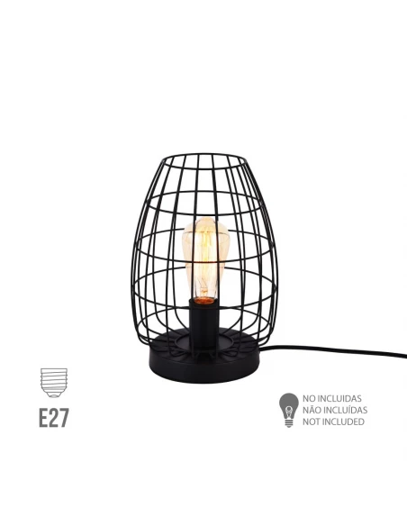 Lampe De Table Métallique E27 60w Couleur Noire Ø20x27,5cm Edm
