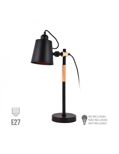 Flexo Vintage Simple. Bois/Métal E27 60w Couleur Noire Ø15x54cm Edm