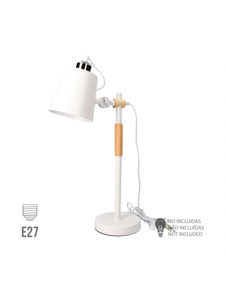 Flexo Vintage Simple. Bois/Métal E27 60w Couleur Blanche Ø15x54cm Edm