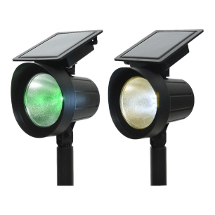 Set De 2 Piquets Projecteur Solaire Led 25lm Lumière Multicolore (8 Couleurs) 11x13x42.5cm