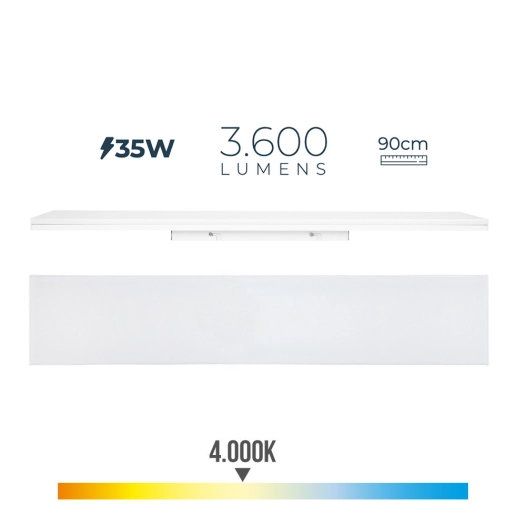 Reglette Led 35w 4000k Lumiere Du Jour 3600lm 12x90x4,5cm Edm