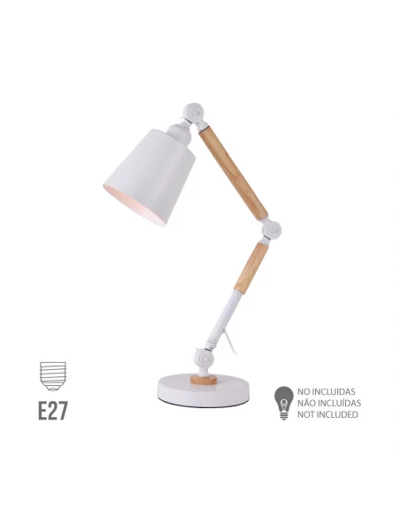 Flexo De Table Vintage. Bois/Métal E27 60w Couleur Noire Ø18x53cm Edm