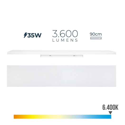 Reglette Led 35w 6400k Lumiere Froide 3600lm 12x90x4,5cm Edm