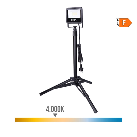 Projecteur Lumière Led Avec Trépied 30w 2370lm 4000k Daylight Black Series Edm