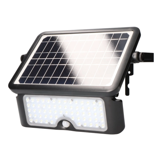 Support Mural Solaire 10w 1150lm Rechargeable. Capteur De Présence (2-8m) Couleur Noire 27,5x19,6cm Edm