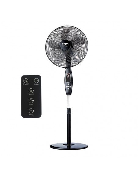 Ventilateur Sur Pied Noir Télécommande, 60W, Ø40cm - EDM