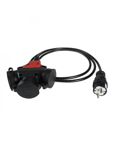 Triple À Air En Caoutchouc Noir Avec Prise 4,8 mm Et Câble T/Tl De 2 m. Solera Bipolaire 5586cobllonge 2m, Caoutchouc Noir Schuc