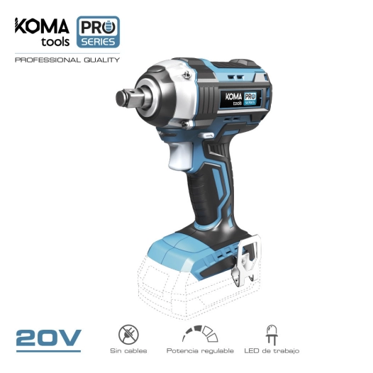 Cle A Chocs 20v Brushless (SANS Batterie Et Chargeur) 16x23.5cm Koma Tools Pro Series Battery