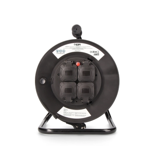 Enrouleur De Câble Professionnel À Protecteur Thermique 3x2,5mm 25m 4 Prises Avec Couvercle 3000w 250v Edm