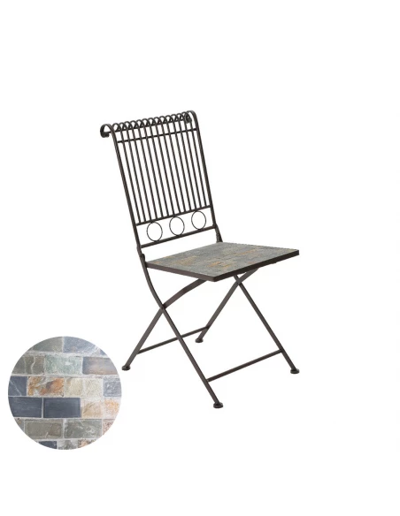 Chaise Métallique/Mosaïque Couleur: Marron 39x39x90cm Modèle Stuttgart Pour Extérieur
