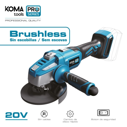Meuleuse Brushless 20v (SANS Batterie Ni Chargeur) Ø125mm 37,5x12cm Koma Tools Pro Series Battery