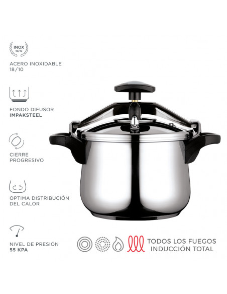 Autocuiseur Fagor Inox 8L Cuisson rapide et saine en inox 18/10 - FAGOR