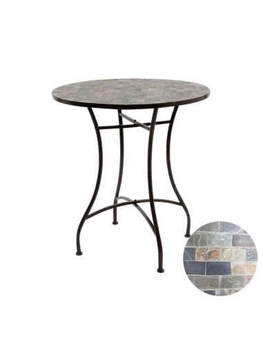 Table Métal/Mosaïque Couleur: Marron Ø70x77cm Modèle Stuttgart Pour Extérieur
