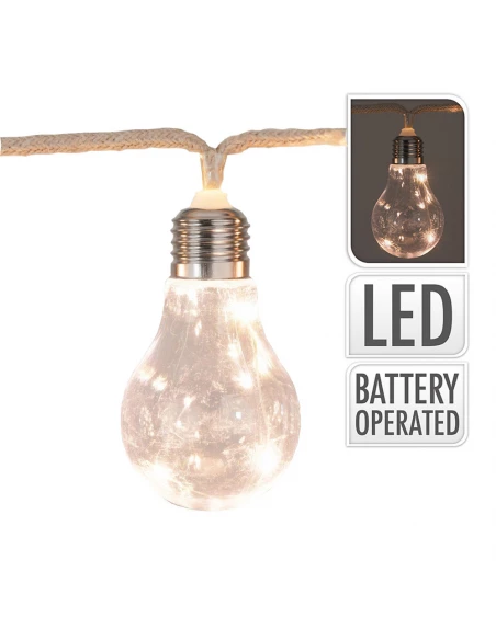 Guirlande À Batterie. 10 Ampoules A 3 Leds 2,55m