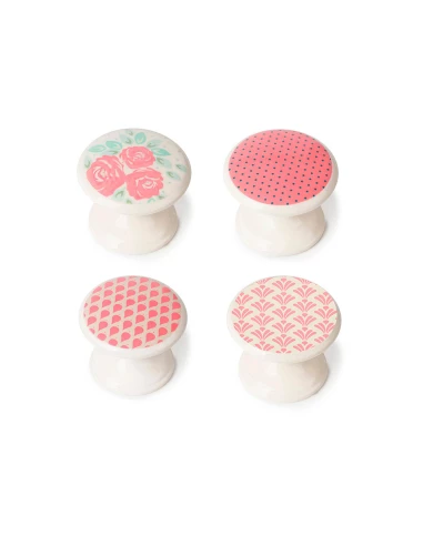 Lot 4 Boutons Ronds Pour Meuble, Décoratif Multicolore Mod.M4 Ø33mm. Rei