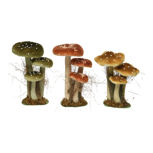 Set De 3 Champignons Sur Mousse 14x18x26cm
