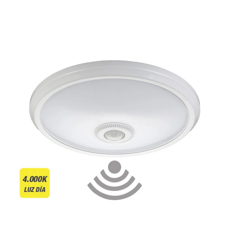 Applique De Surface Led Avec Capteur Ip20 16w 4000k Lumière Du Jour Ø29x6cm Edm