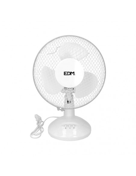 Ventilateur de Table Blanc 25W Compact, silencieux, rafraîchissant 23cm - EDM
