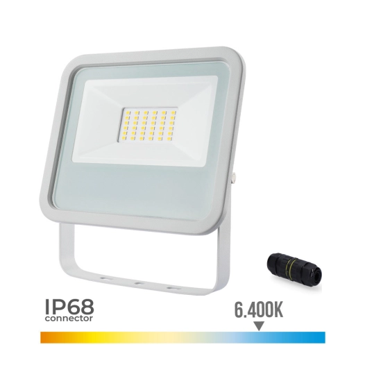 Projecteur Led 30w 2100lm 6400k Lumière Froide 15,8x2,9x13,5cm Blanc Edm