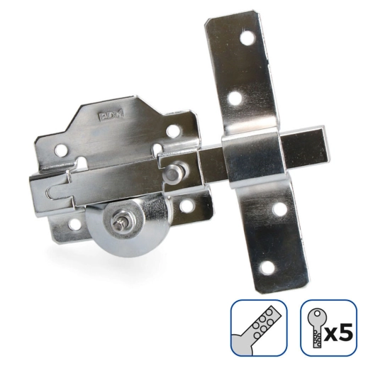 Verrou De Superficie Nickel Avec Cylindre Rond De Securité Et Loquet D'ouverture Edm.