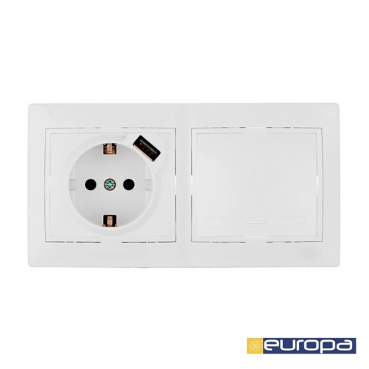 Kit Interrupteur + Base Avec Usb + Cadre 2 Elements 154x81x10mm S.Europa Solera Kit-Erp-Room