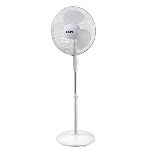 Ventilateur De Pied Blanc Avec Base Circulaire Puissance: 45w Helices: Ø40cm Hauteur Reglable 110-130cm Edm