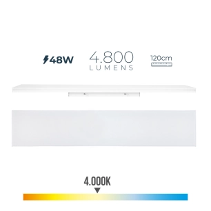 Reglette Led 48w 4000k Lumiere Du Jour 4800lm 12x120x4,5cm Edm