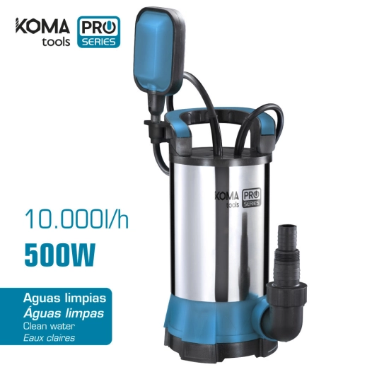 Pompe Pour Extraction D'eau Propre 500w Acier Inoxydable 17x30cm Koma Tools