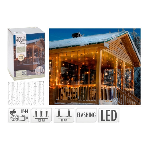 Rideau 400 Leds Flash Warm Blanc 3x1m