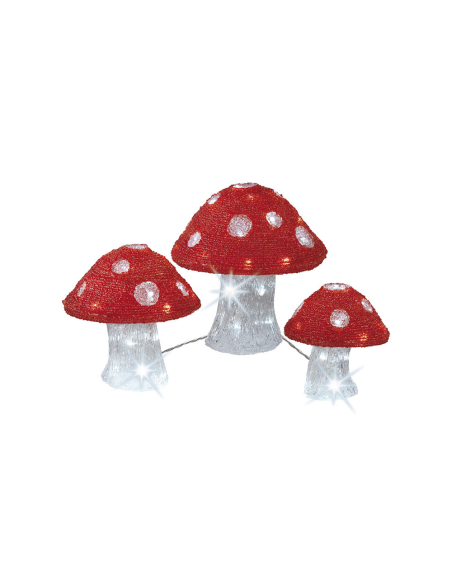 Pack 3 Champignons Acrylique LUMINEO Décoration lumineuse extérieure design - LUMINEO