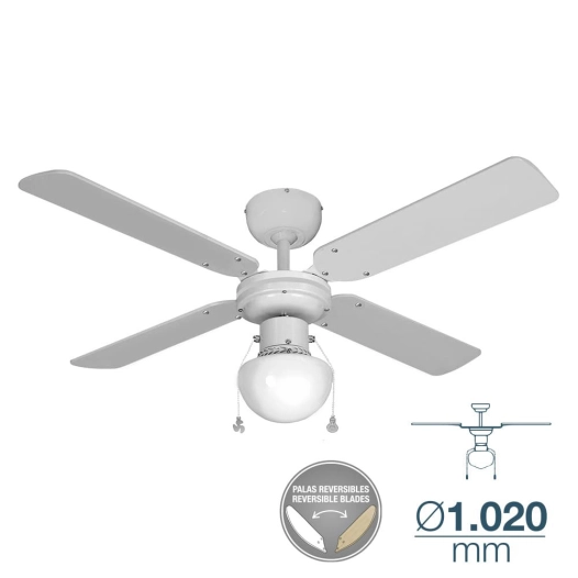 Ventilateur De Plafond Caribe Blanc Puissance: 50w Palmes: Ø102cm Edm