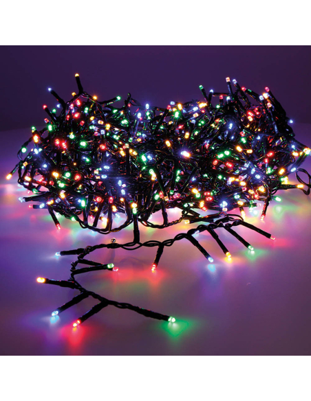 Guirlande Led Compacte Clignottante Blanc Chaud - Multicolore 25,5m 1000l Cable Vert
