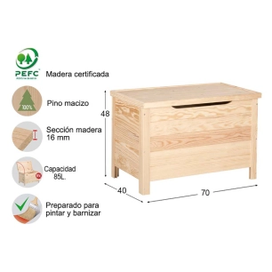 Coffre De Pin 70x48x40cm Astigarraga