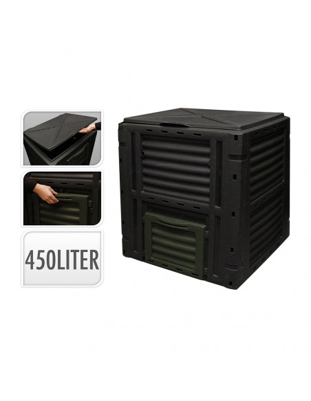 Boîte De Compostage 450 L Couleur Noire 80x80x81cm Progarden