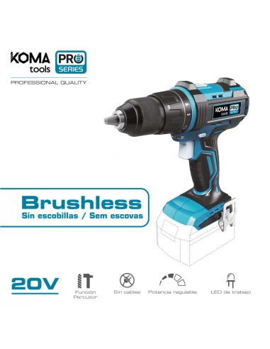 Perceuse/Visseuse 20v Brushless (SANS Batterie Et Chargeur) Mandrin Ø13mm 22x25cm Pro Series Battery Koma Tools