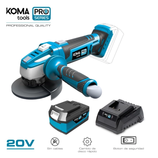 Kit Meuleuse 20v Avec 1 Batterie 4.0a Et Chargeur 08772. 28.9x23.9cm Koma Tools Pro Series Battery