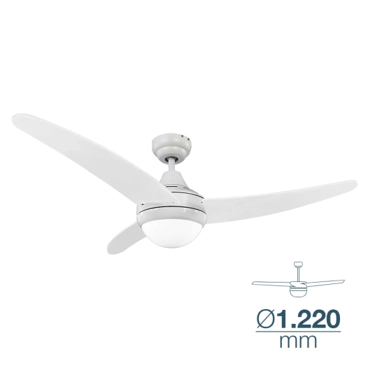 Ventilateur De Plafond Egeo Blanc Puissance: 60w Palmes: Ø122cm Avec Télécommande Edm