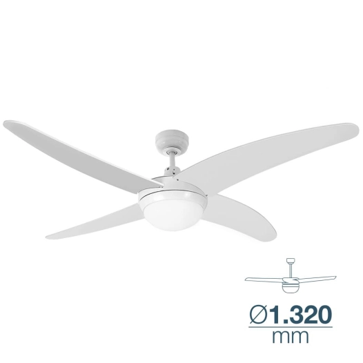 Ventilateur De Plafond Caspio Blanc Puissance: 60w Pales: Ø132cm Avec Télécommande Edm